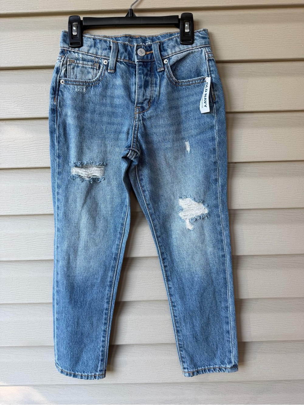 Old Navy Light Blue High-Rise Girls Jeans with Distressed Knees